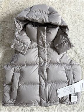 Lululemon Wunder Puff Cropped Vest NWT Sz 12 Gray Down Hooded Puffer Jacket